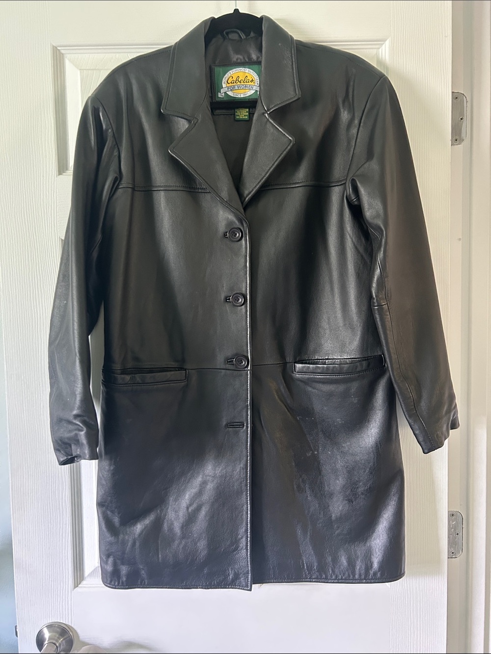 Cabela's Women's Black Leather Button-Front Jacket